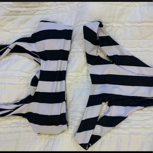 black and white striped bikini